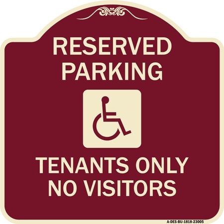 Signmission Reserved Parking Tenants No Visitors W/ Graphic Heavy-Gauge Aluminum Sign, 18" x 18", BU-1818-23005 A-DES-BU-1818-23005